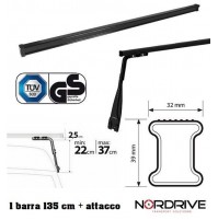 1 X BARRA KARGO ACCIAIO 135CM+PIEDE GRONDINA GOCCIOLATOIO REG.22-37CM UNIVERSALE