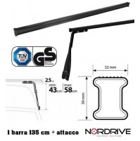 1 X BARRA KARGO ACCIAIO 135CM+PIEDE GRONDINA GOCCIOLATOIO REG.43-58CM UNIVERSALE