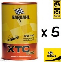 BARDAHL XTC 5W40,C60, OLIO MOTORE 100% SINTETICO AUTO A BENZINA E DIESEL 5 LITRI