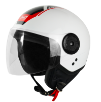 CASCO JET DEMY-JET ORIGINE NEON SCOOP BLACK RED WHITE GLOSS 2 CALOTTE,OMOLOGATO