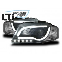 FARI ANTERIORI AUDI A3 8P, DAL 2003 al 2008 LENTICOLARI CON LUCI LED DRL AUTOM.