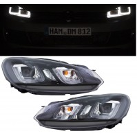 FARI FANALI ANTERIORI A LED GOLF VI ,6, VARIANTE CON INTERNO NERO,LOOK GOLF 7