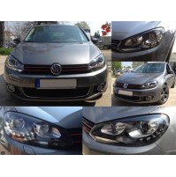 FARI FANALI ANTERIORI A LED GOLF VI ,6,GTI LOOK CON LED, LENTICOLARE