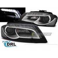 FARI FANALI ANTERIORI AUDI A3 DAL 2008 AL 2012,LENTICOLARE,LUCI LED DIURNE DRL