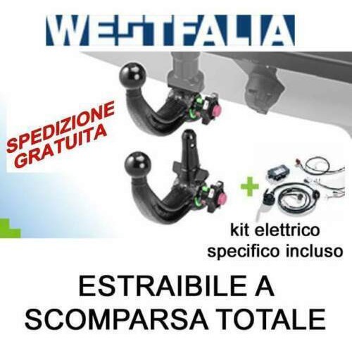 Gancio traino WESTFALIA  A40V VOLKSWAGEN TIGUAN 2016> estraibile + kit elettrico