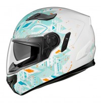 IRIE CASCO INTEGRALE SFIDA BIANCO DETT CELESTI INTERNO ANALLERGICO CON SOTTOGOLA