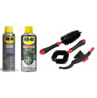 Set spazzole per pulizia catena corone pignone + WD40 pulizia e lubrificazione 