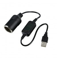 Trasformatore da presa USB 5V a presa accendisigari 12V, con cavo lungo 35cm.