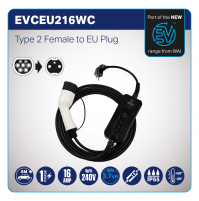 WAI  CAVI RICARICA AUTO 16AH 240V 5mt. DA TYPE 2 FEMMINA A SCHUKO EU 240V
